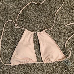 Blush pink keyhole halter bikini top